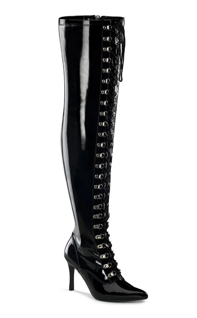 DOMINATRIX-3024X Blk Pat Boots