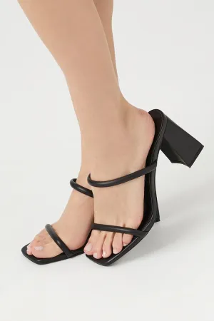 Dual-Strap Square-Toe Block Heels