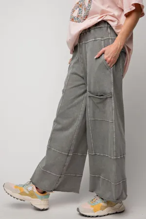 Easel Mineral Washed Terry Knit Pants in Ash ON ORDER