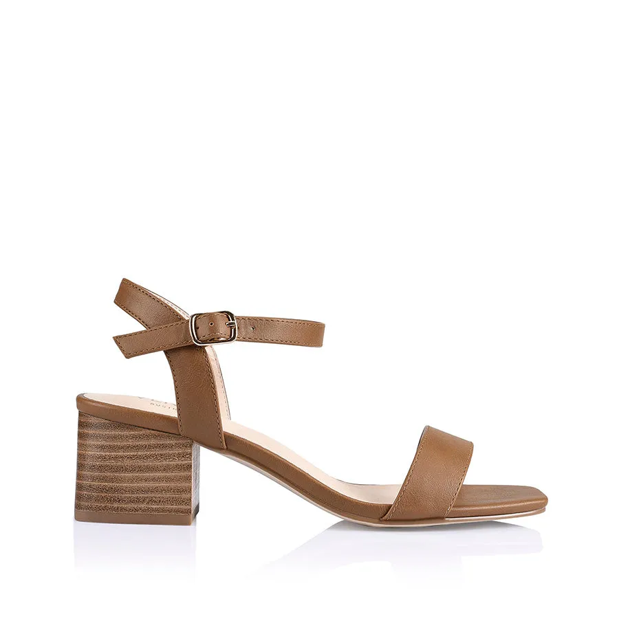 Eleanor Block Heel Sandals - Tan Softee