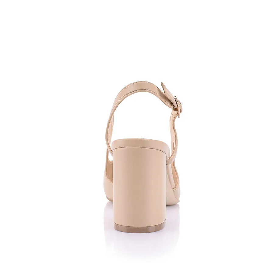 Enrique Sling Back Block Heels - Nude