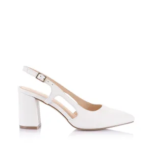 Enrique Sling Back Block Heels - White