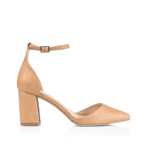 Enzo Closed Toe Block Heels - Caramel Softee