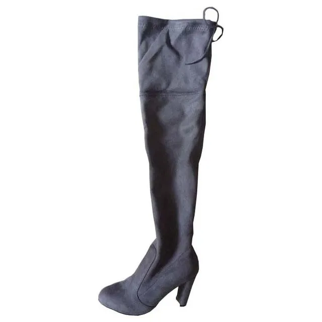 Faux Suede Sexy Slim Thigh High Boots