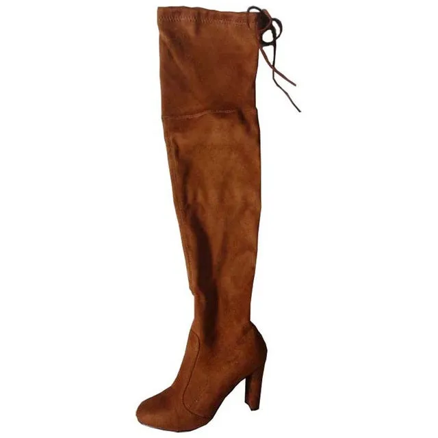 Faux Suede Sexy Slim Thigh High Boots