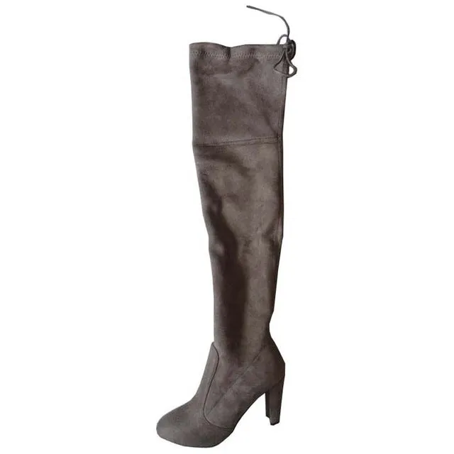 Faux Suede Sexy Slim Thigh High Boots