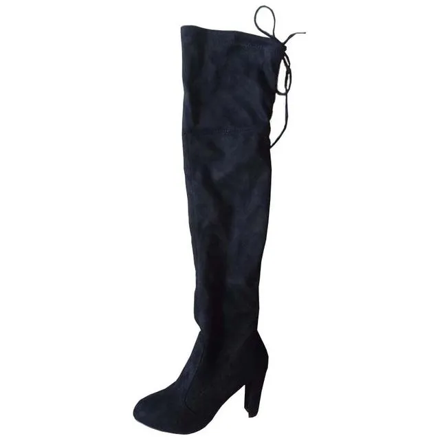 Faux Suede Sexy Slim Thigh High Boots