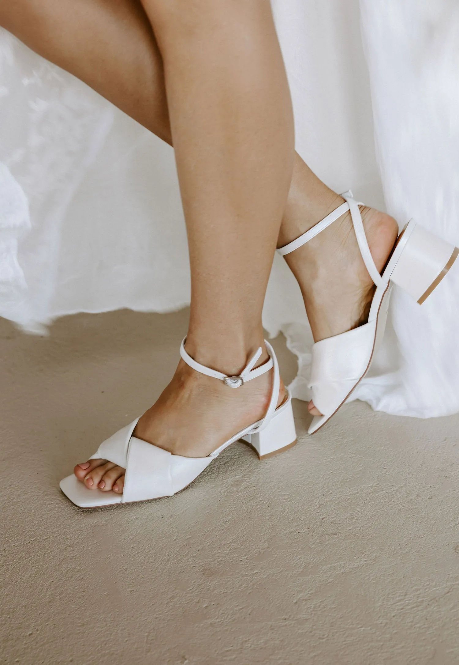 FLOURISH - PEARL LEATHER LOW HEEL BRIDAL SHOES - FINAL SALE!