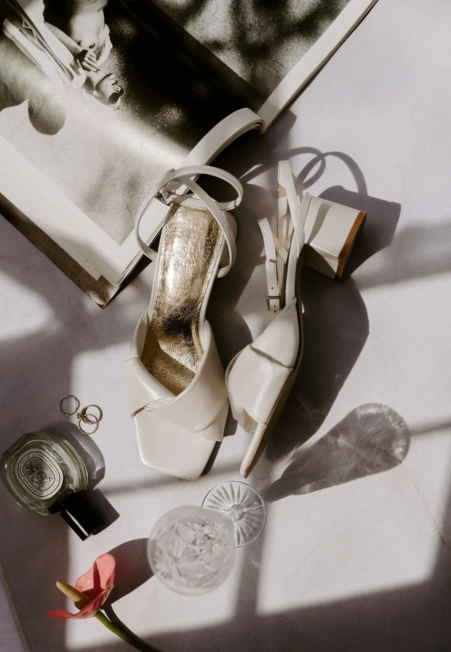 FLOURISH - PEARL LEATHER LOW HEEL BRIDAL SHOES - FINAL SALE!