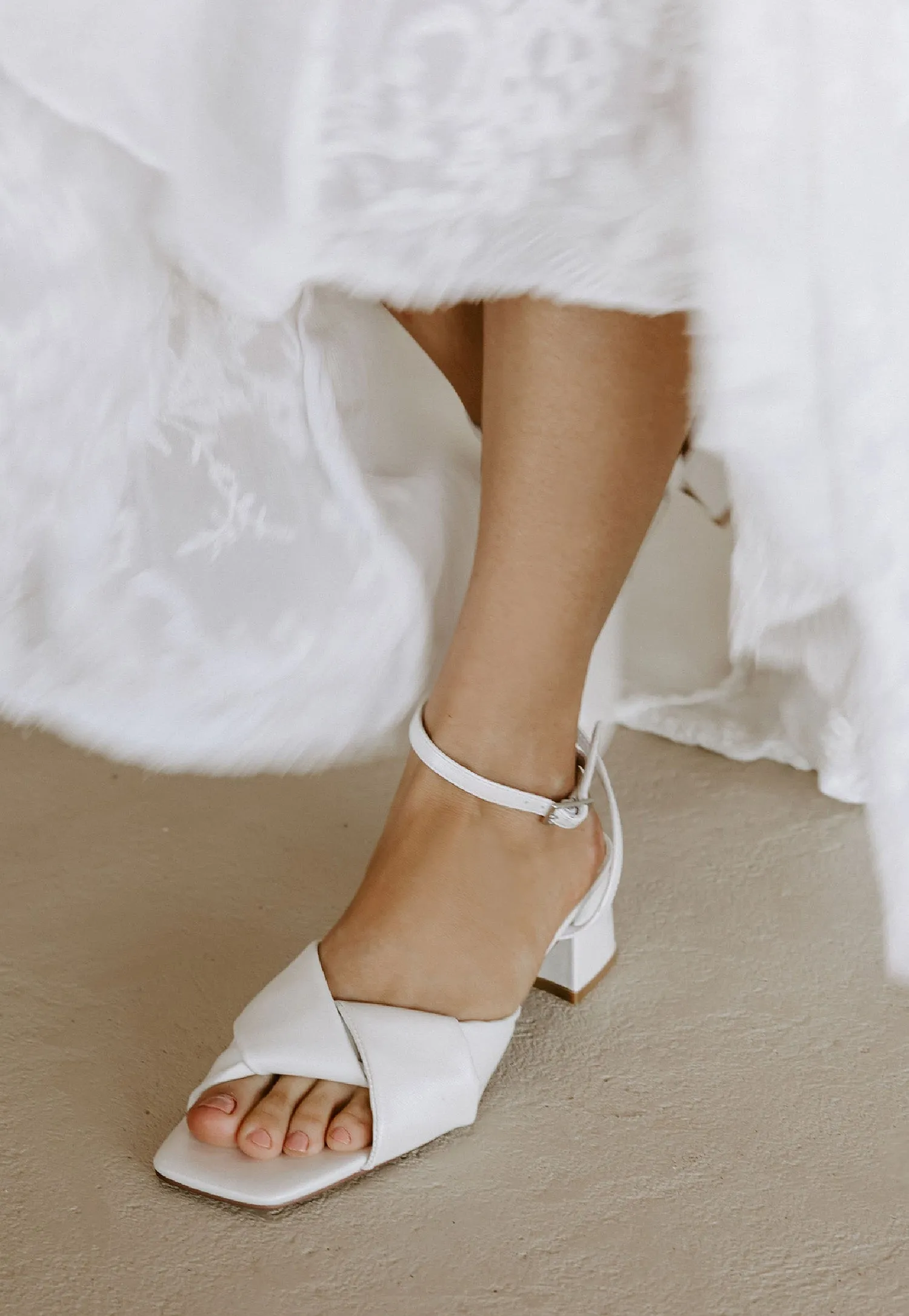 FLOURISH - PEARL LEATHER LOW HEEL BRIDAL SHOES - FINAL SALE!