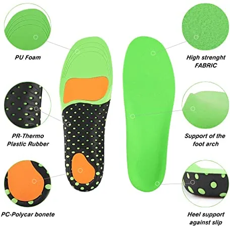 GAOAG Shock-absorptation Breathable Insole Orthotics | Gel Sports Comfort Shoes | Insole Neutral Arch Replacement Shoe Insole | Green