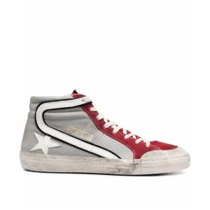 Golden Goose GGDB Men's Slide Zip High Top Sneaker in Red and Grey