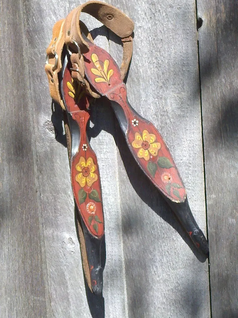 Handpainted Antique Dutch Ice Skates