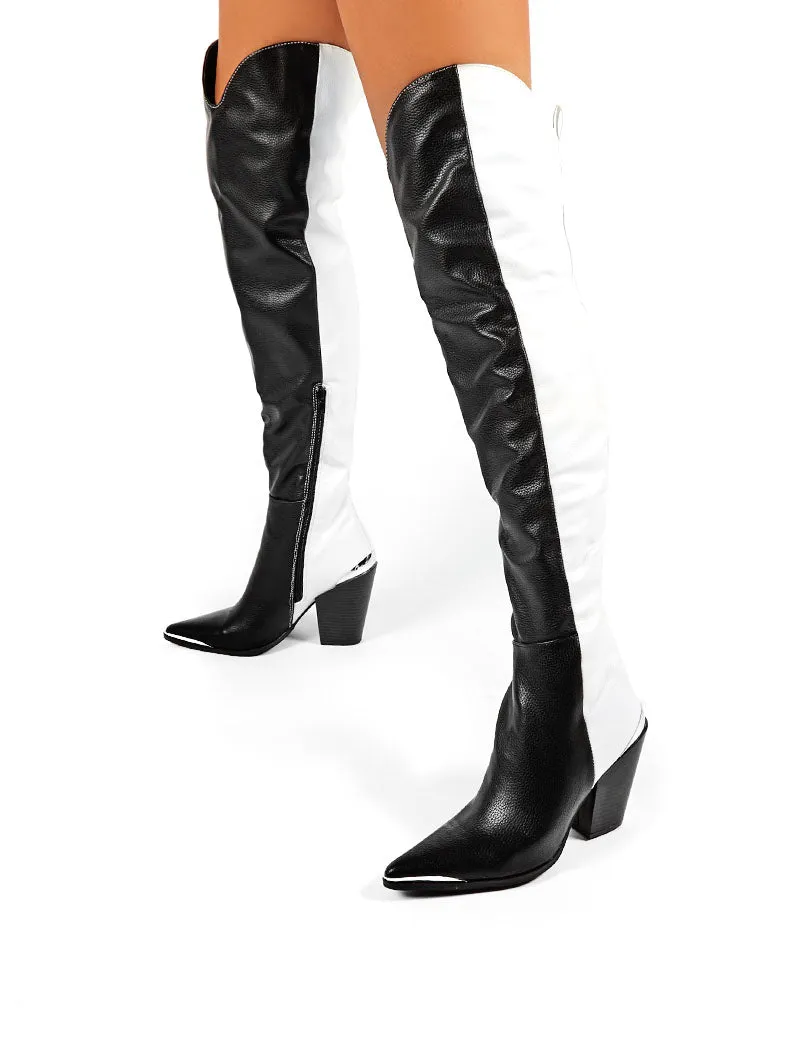 Honor Mono Western Block Heeled Knee High Boots