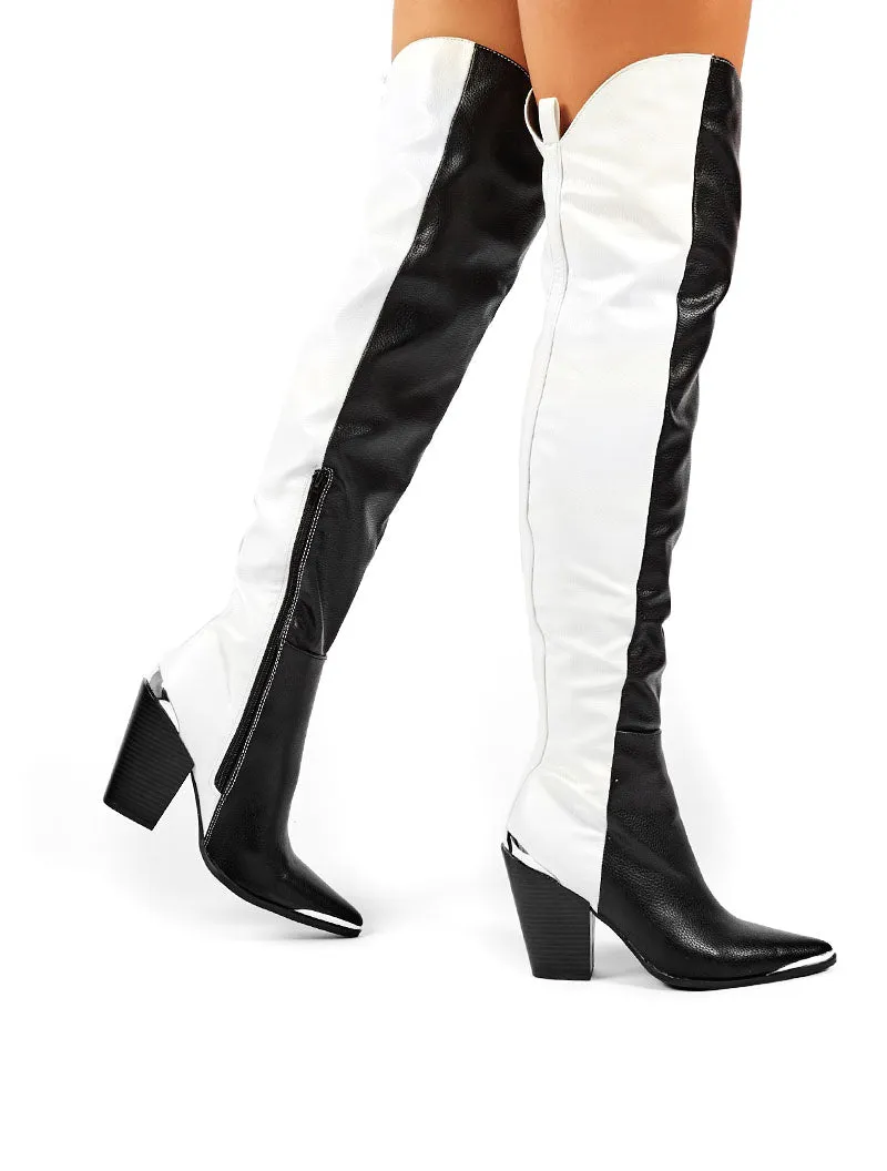 Honor Mono Western Block Heeled Knee High Boots