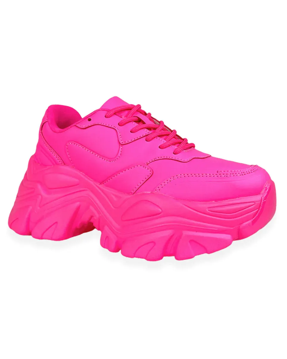 Hot Pink Flexx Platform Sneakers