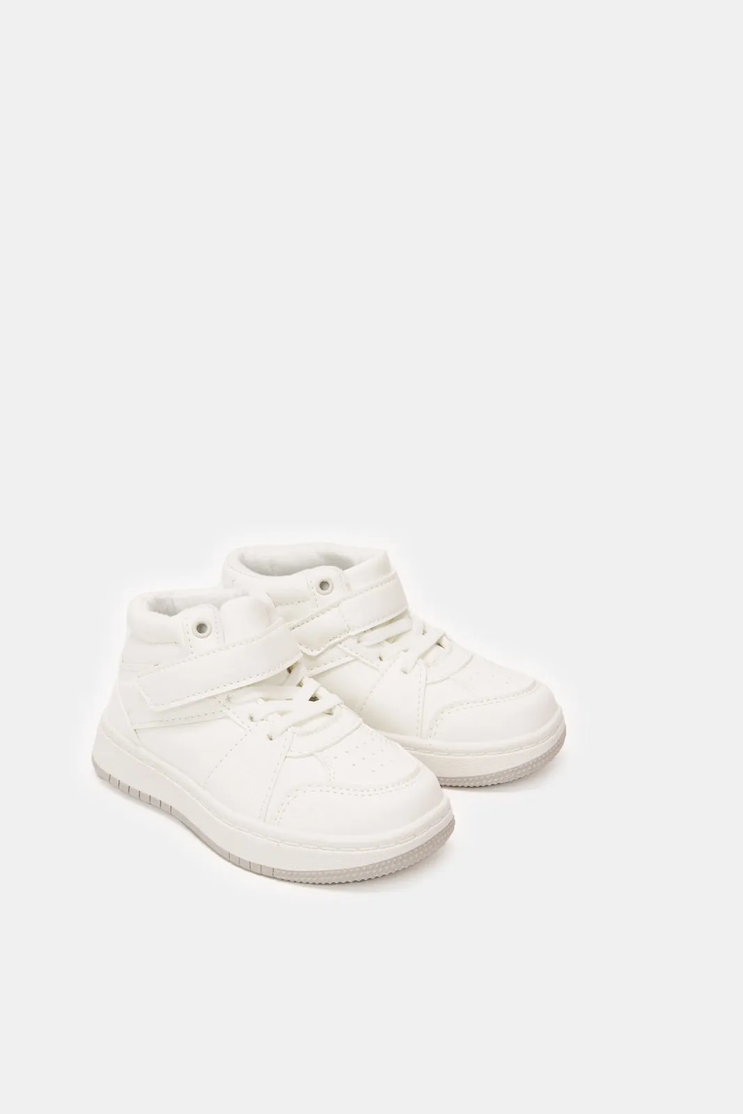 Infant Boys White Velcro High-Top Sneakers