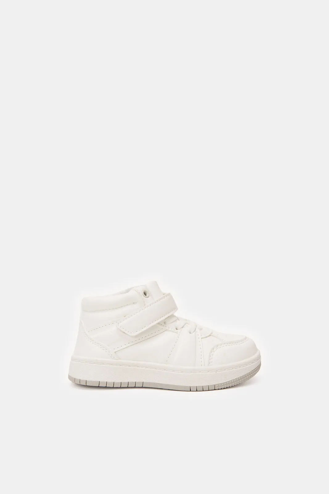 Infant Boys White Velcro High-Top Sneakers