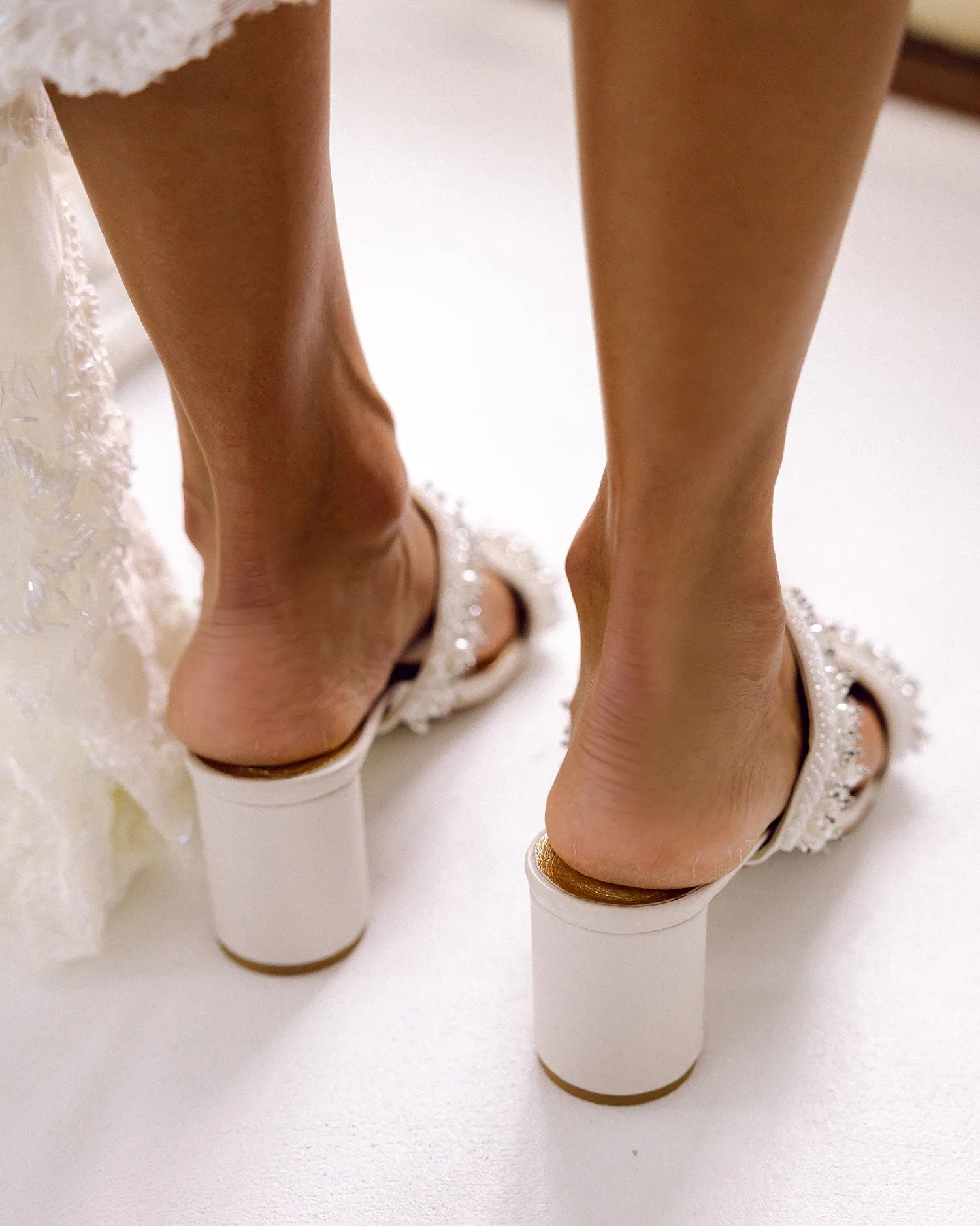 INFINITY - IVORY BEADED BRIDAL MULES