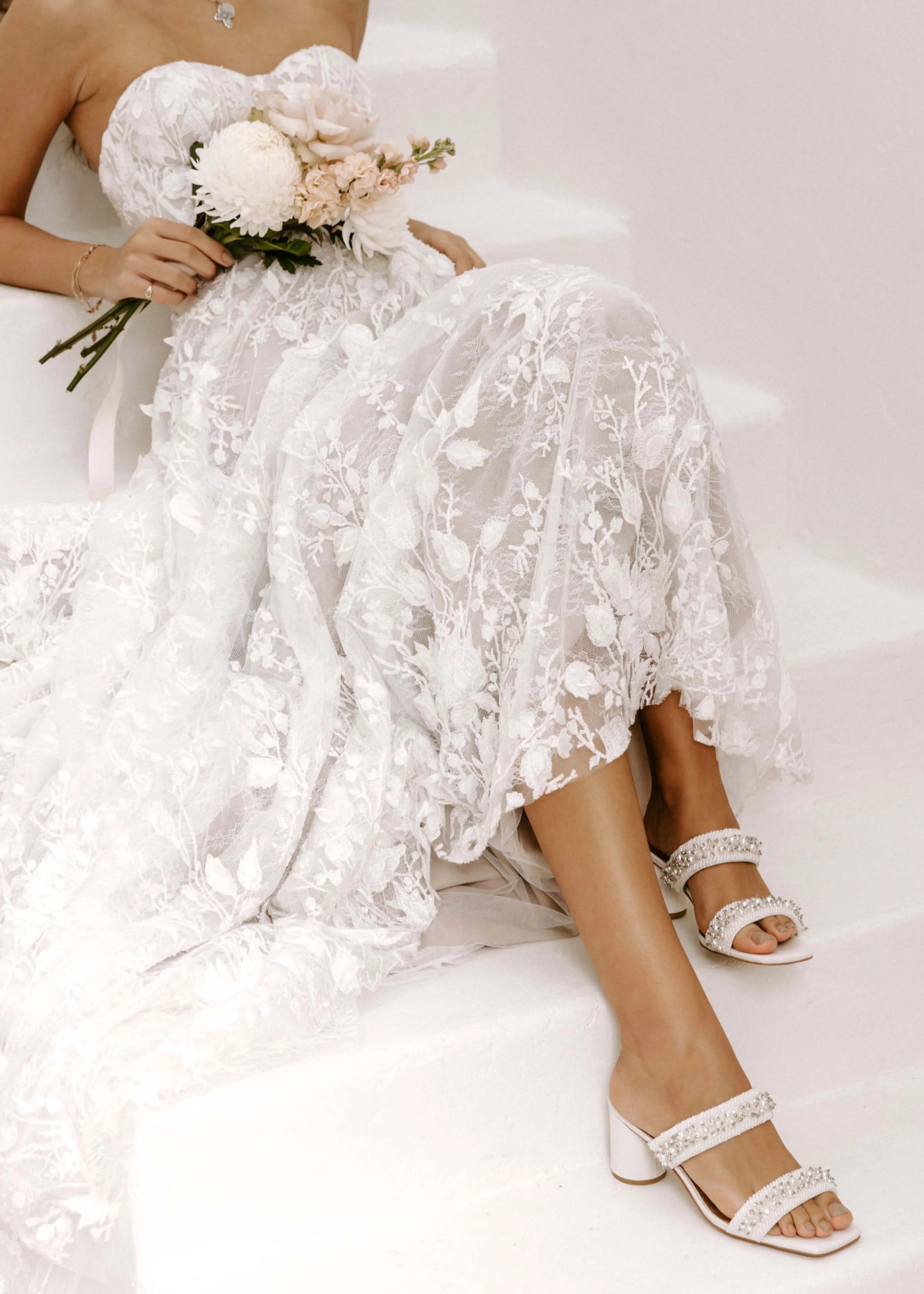 INFINITY - IVORY BEADED BRIDAL MULES