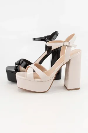 Ironed Platform Heel - Bone Patent