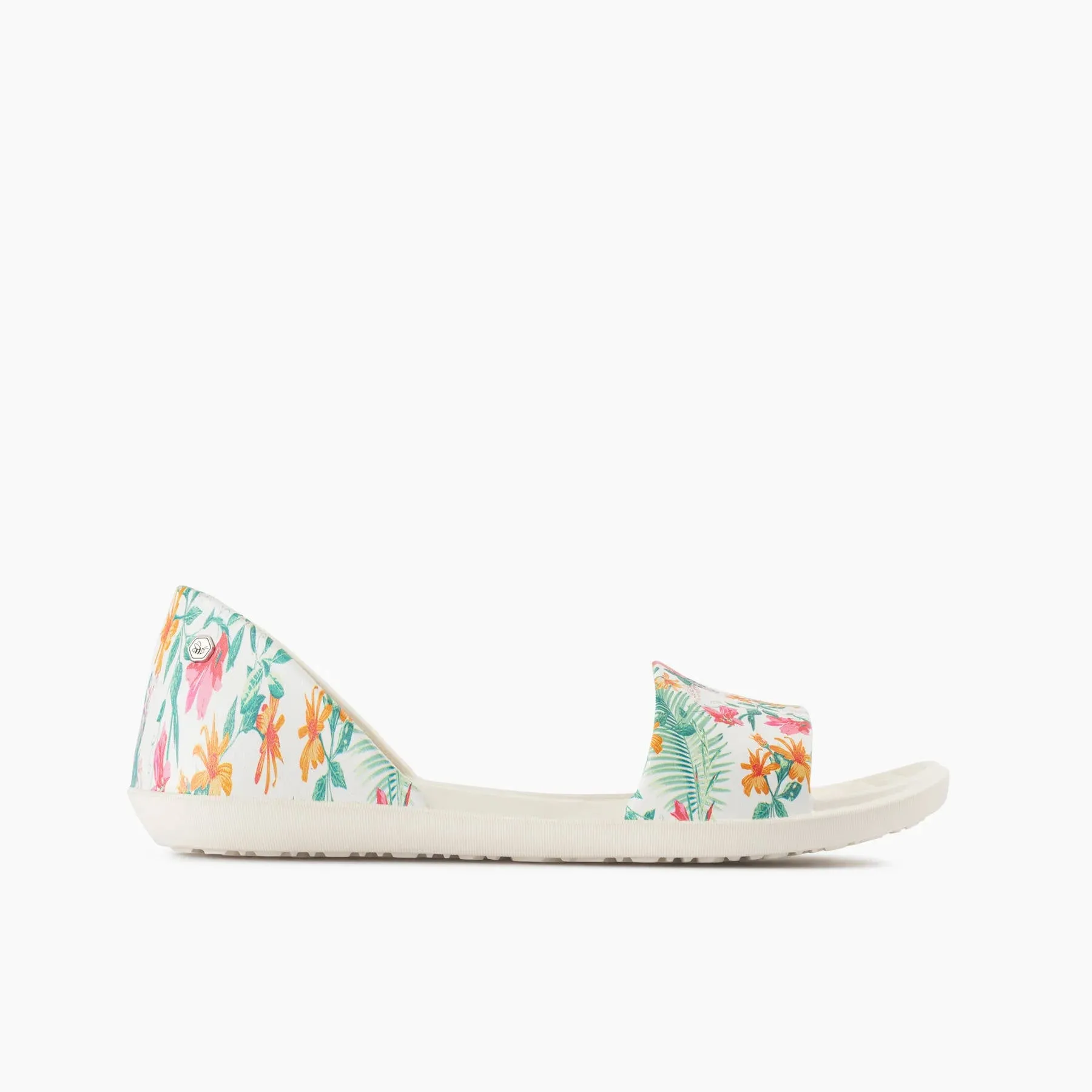 Joybees Womens Friday Flat Graphic Tropical Palm Bone