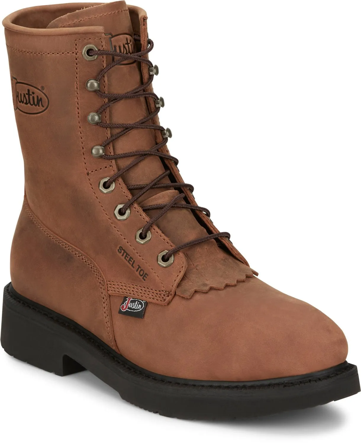 Justin Mens Livestock Aged Brown Leather Work Boots