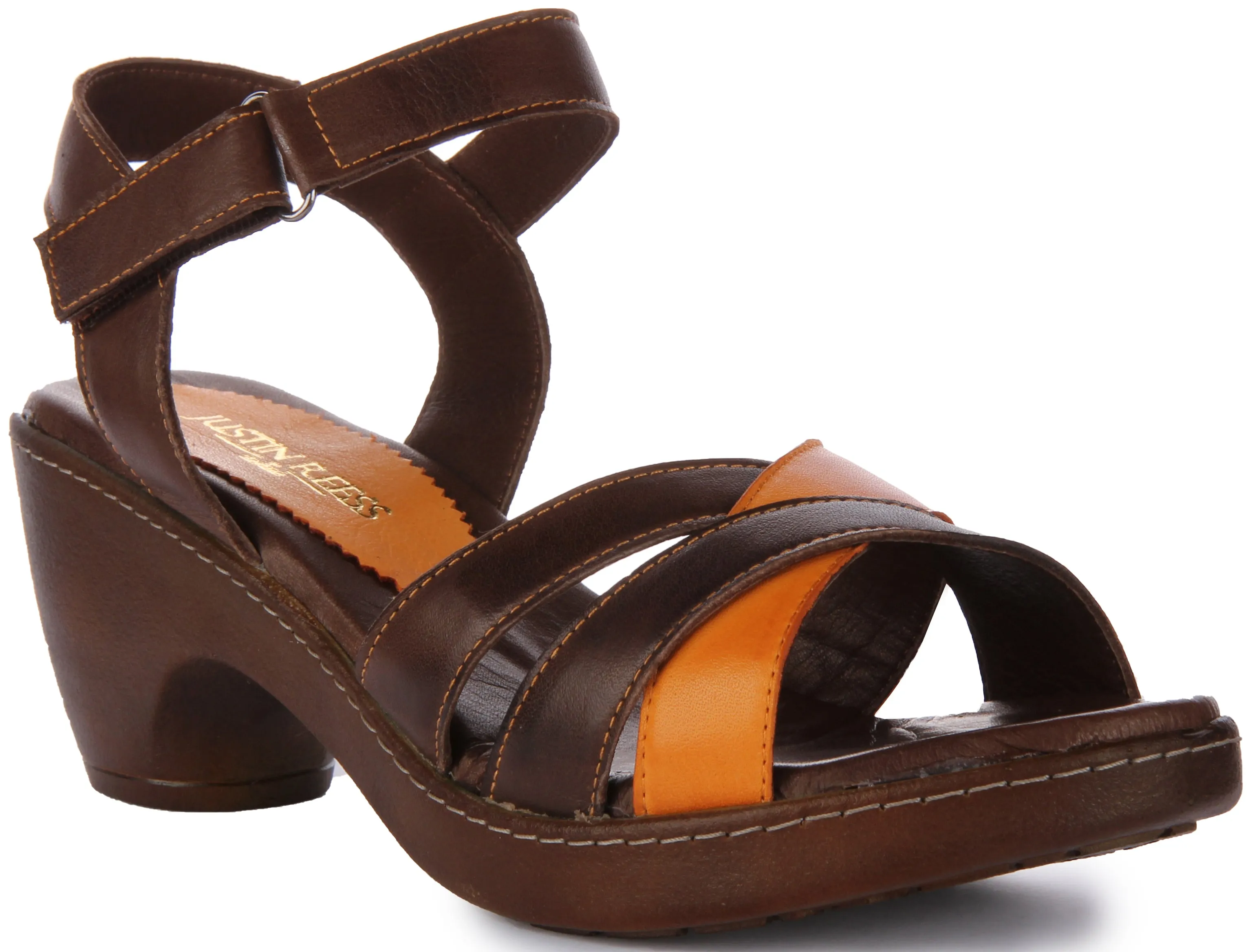 Justinreess England Zayla Open Toe Sandal In Brown For Women