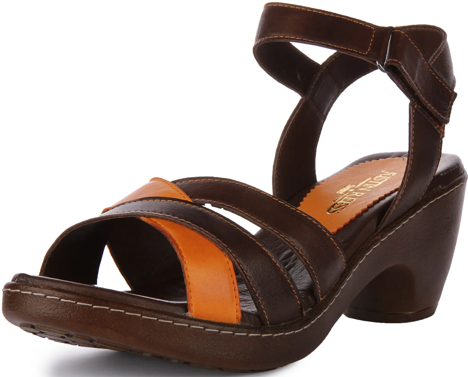 Justinreess England Zayla Open Toe Sandal In Brown For Women