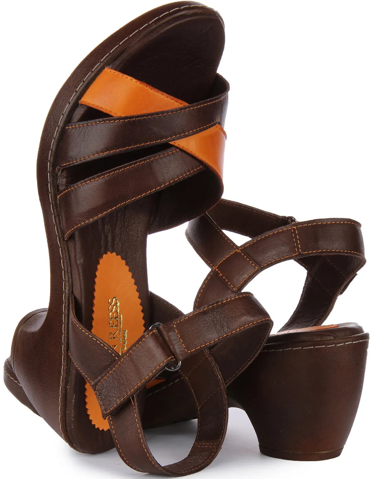 Justinreess England Zayla Open Toe Sandal In Brown For Women