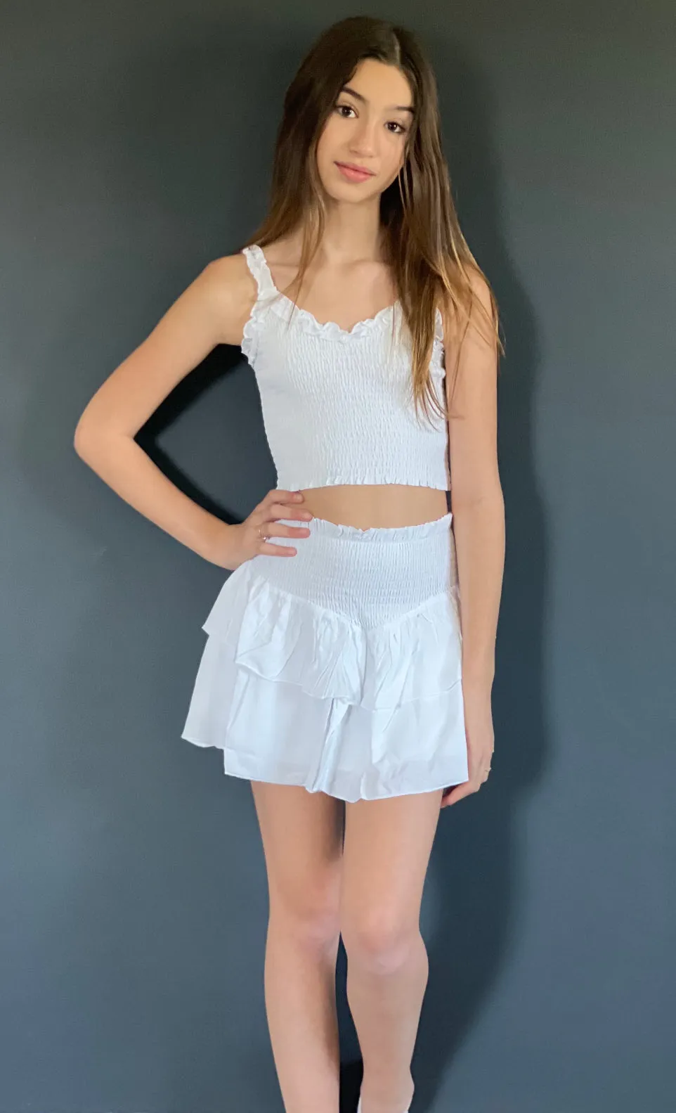 KatieJ NYC Tween Shari Top in White Gauze