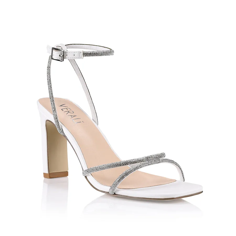 Kian Block Heel Sandals - White/Silver