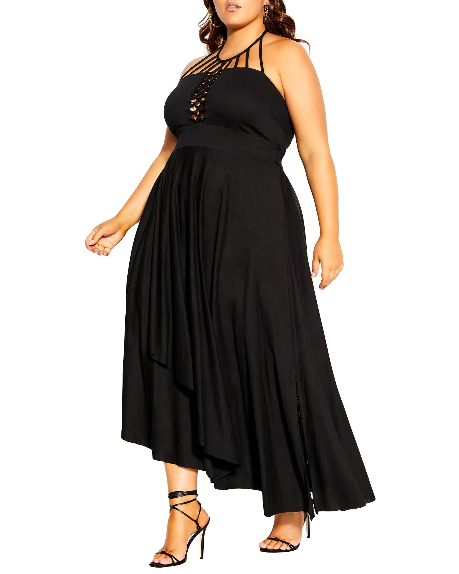 Larissa Strappy Halter Maxi Dress | Black