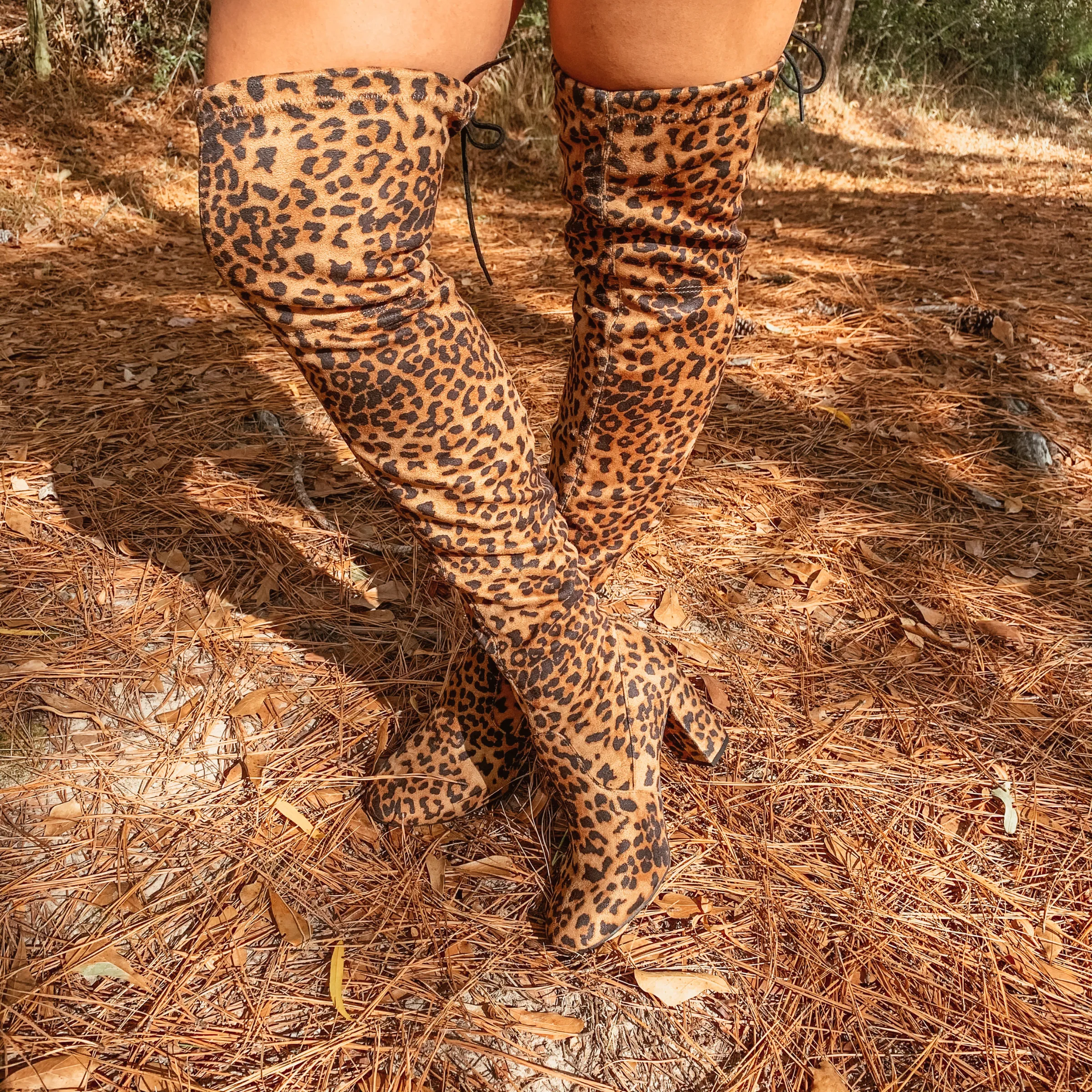 Last Chance Size 5.5 & 6.5 | Saints Faux Suede Thigh High Boots in Cheetah