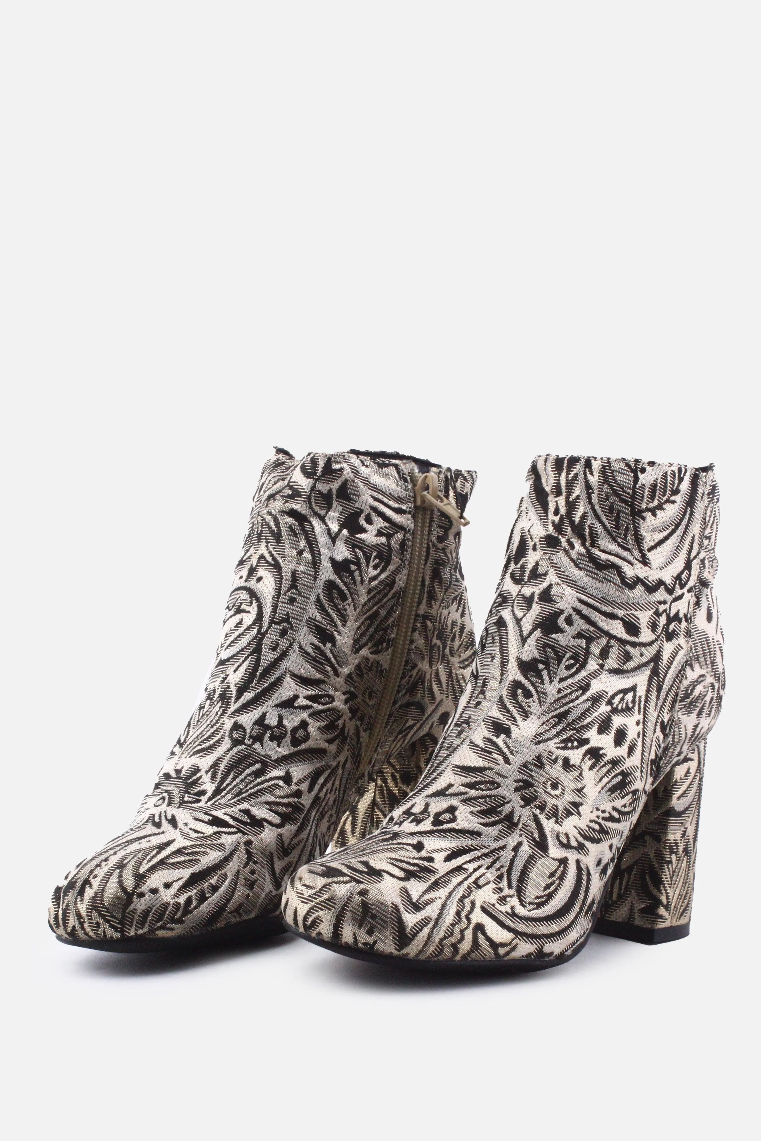 Lastrada Zipper Block Heels Ankle Boots | Textile