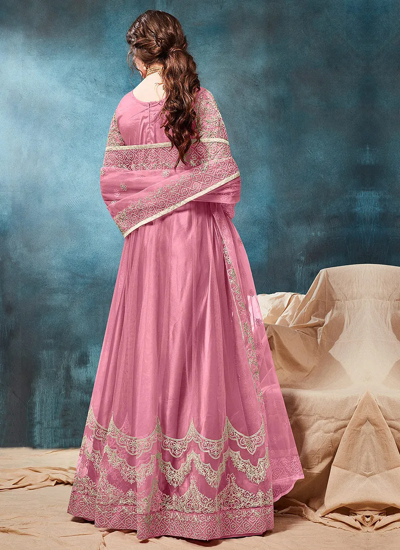 Light Pink Embroidered Wedding Anarkali Suit