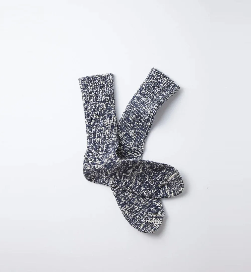 Low Gauge Slub Crew Socks (Navy)