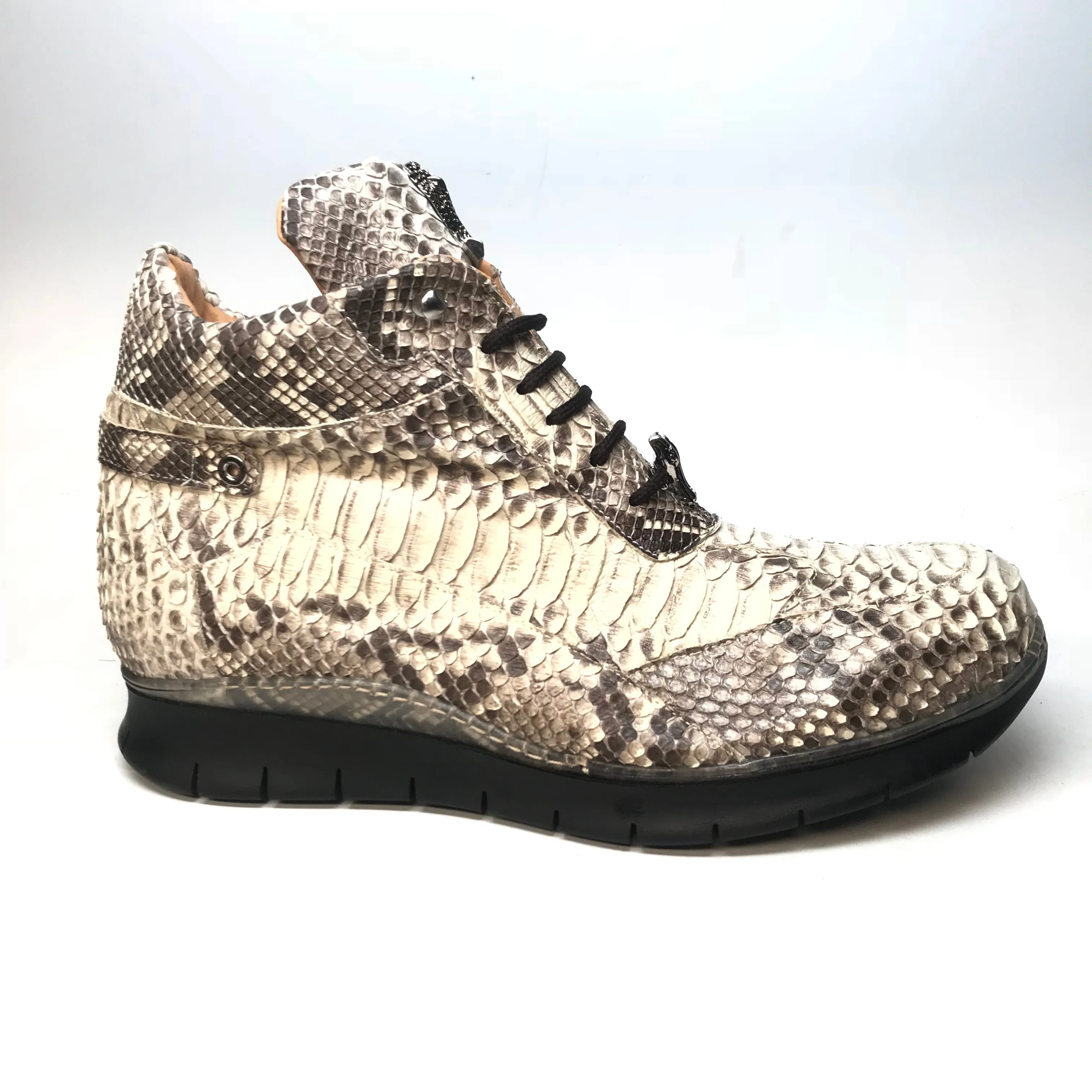 Mauri 8593 Natural Python Snakeskin Hightop Sneakers