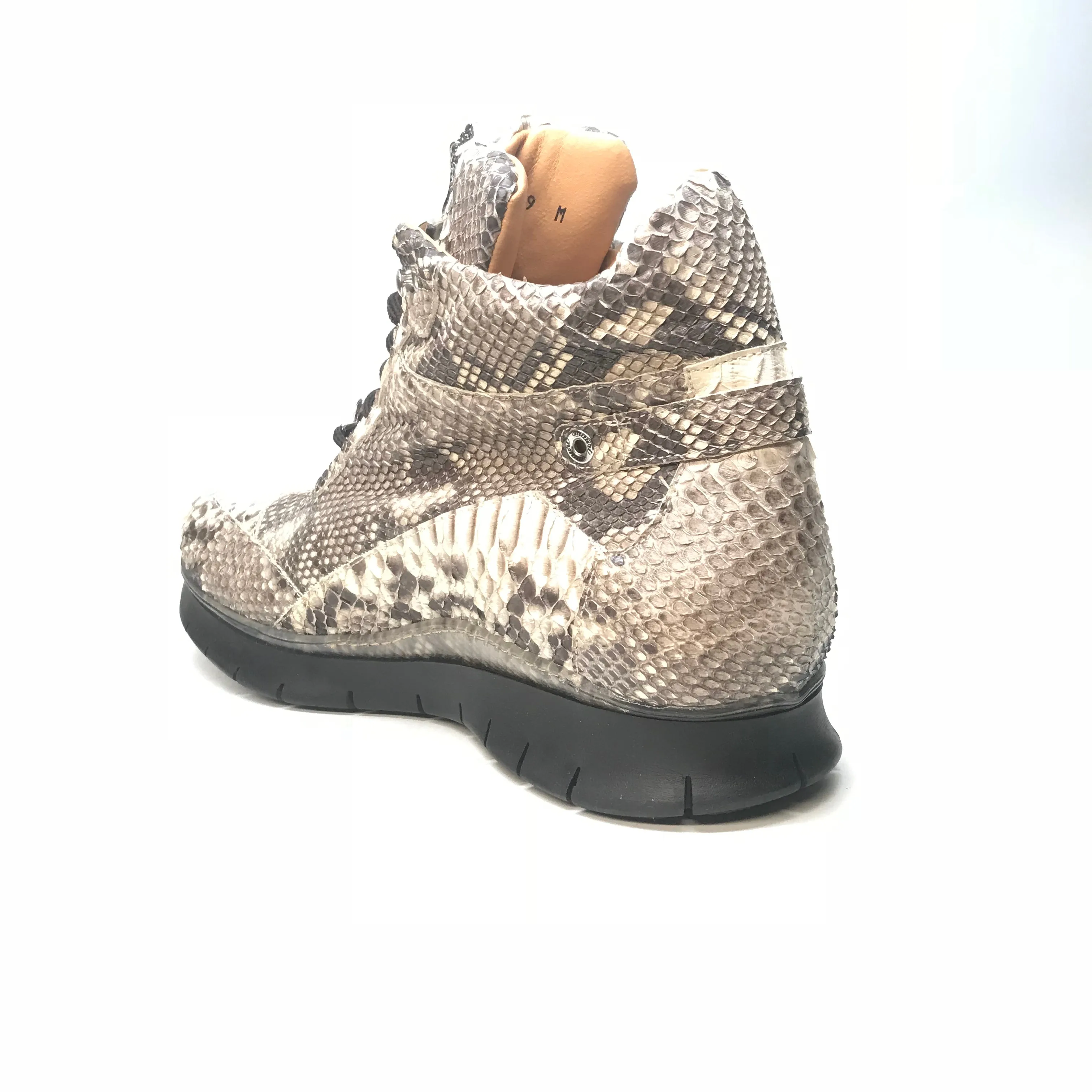 Mauri 8593 Natural Python Snakeskin Hightop Sneakers