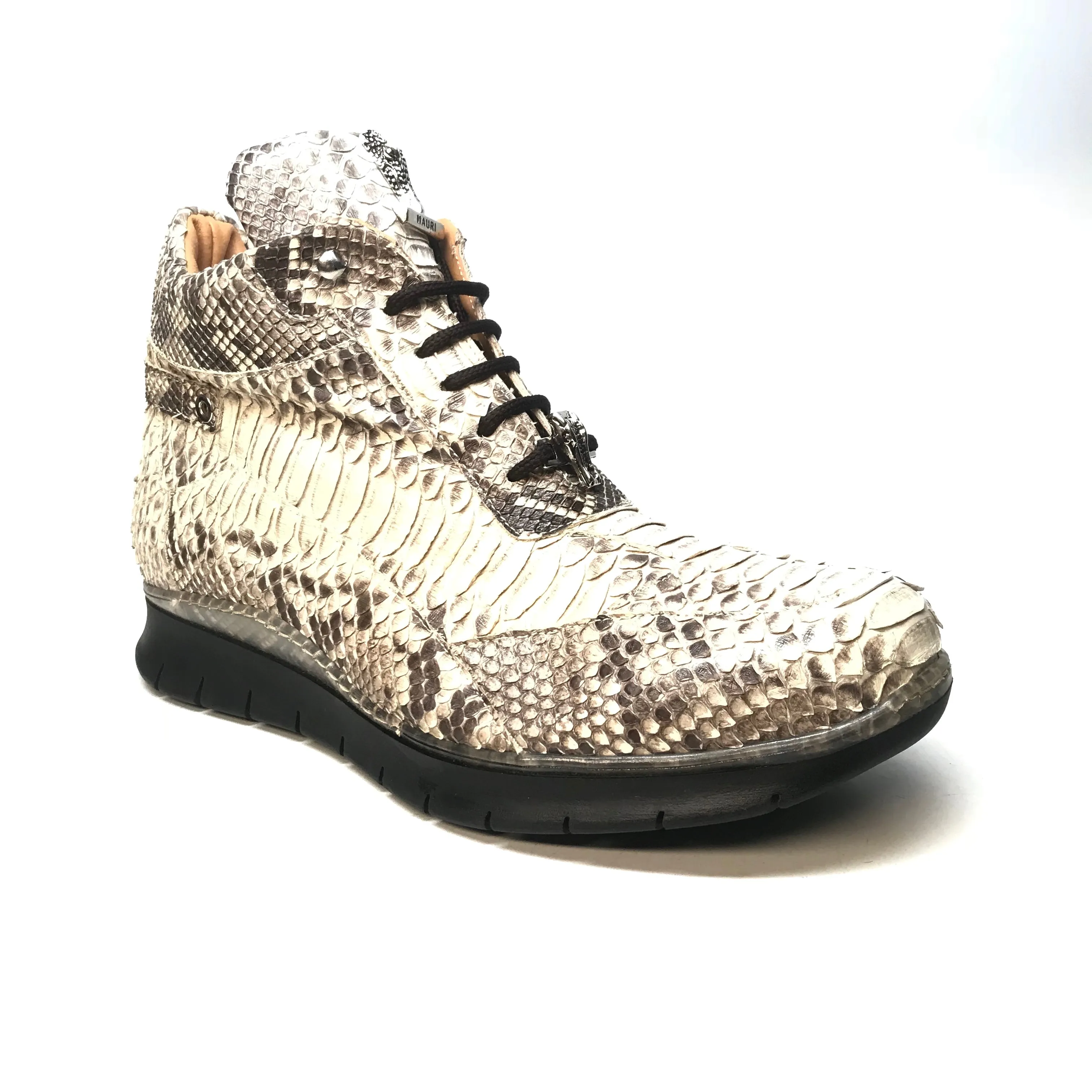 Mauri 8593 Natural Python Snakeskin Hightop Sneakers