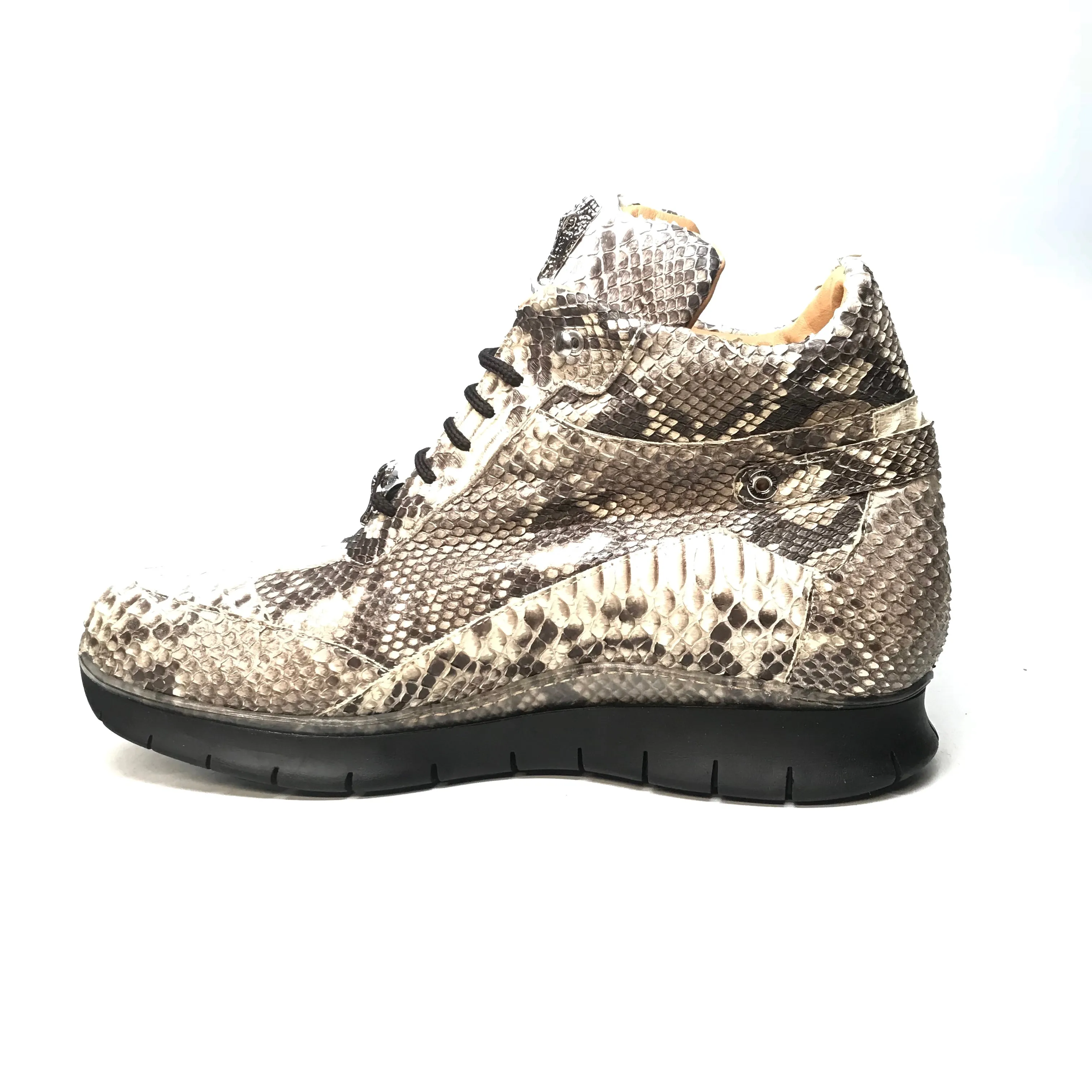 Mauri 8593 Natural Python Snakeskin Hightop Sneakers