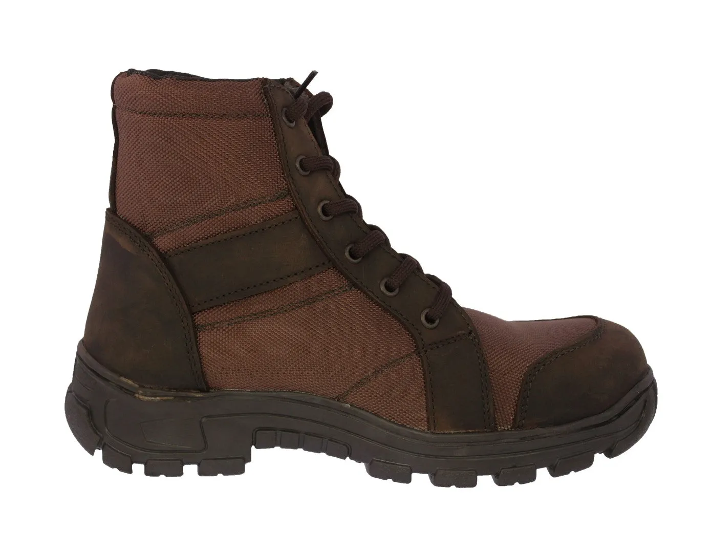 Mens #500 Brown Tactical Work Boots Leather & Fabric - Soft Toe