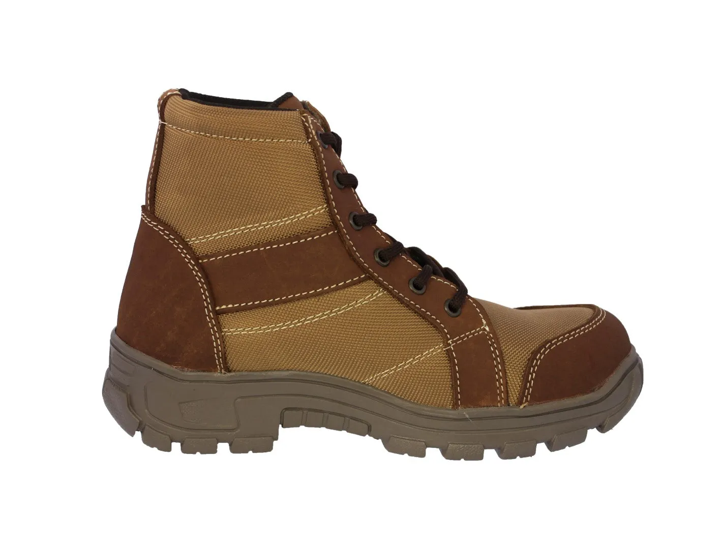 Mens #500 Honey Brown Tactical Work Boots Leather & Fabric - Soft Toe