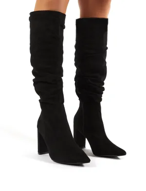 Mine Black Suede Knee High Boots