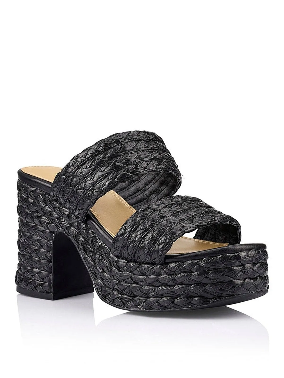 Mingus Platform Mules - Black Raffia