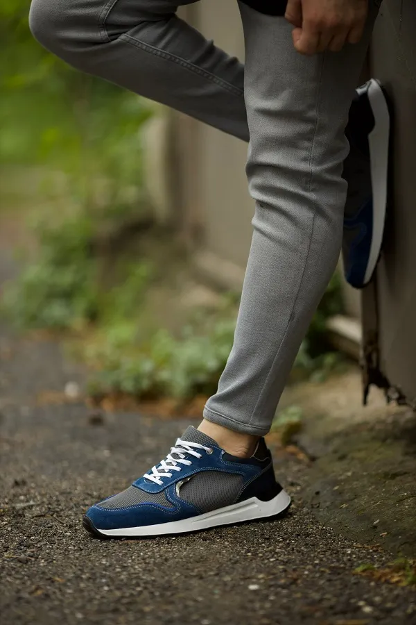 Navy Blue Suede High Top Sneakers for Men | GentWith