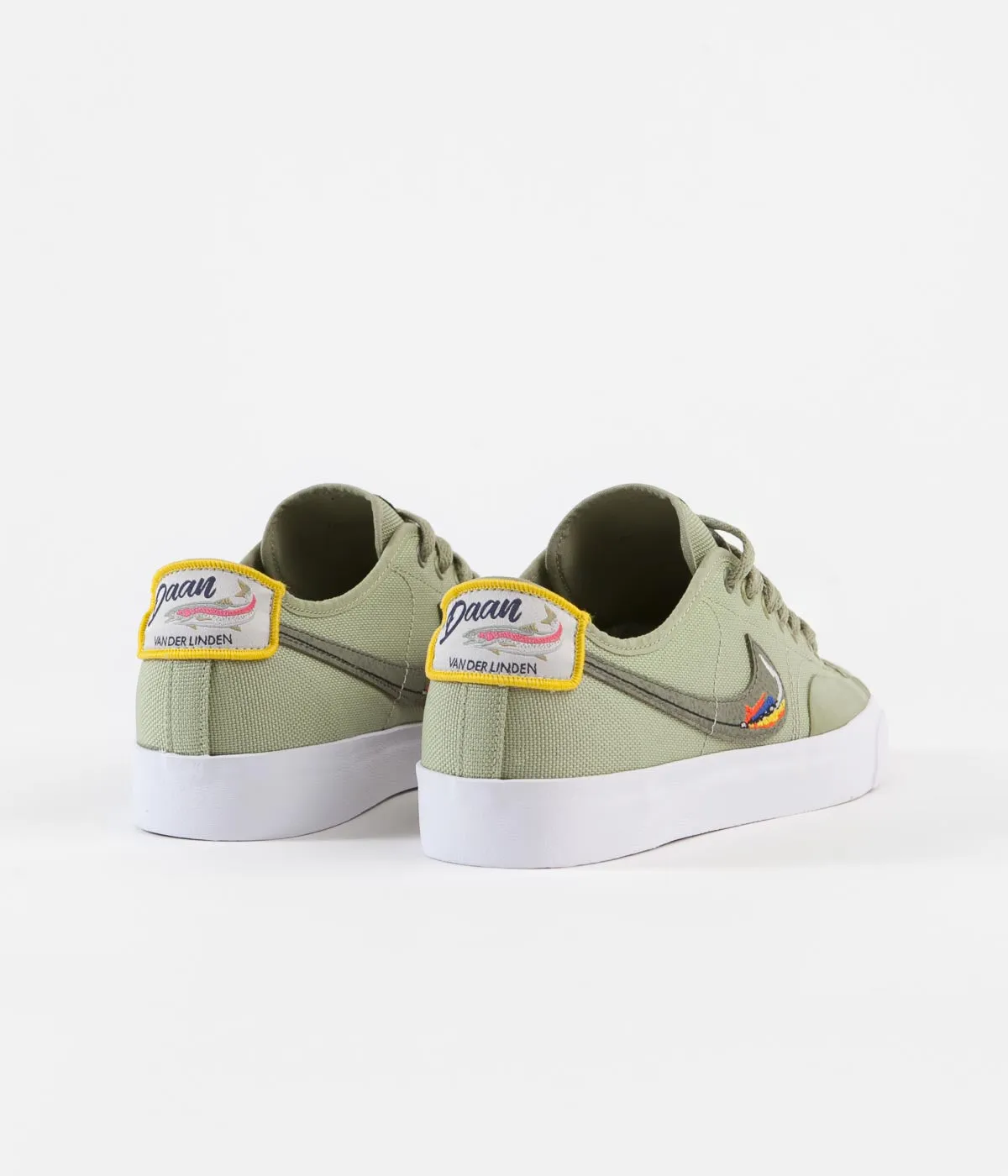 Nike SB Blazer Court DVDL Shoes - Dusty Olive / Medium Olive - Light Bone - Navy