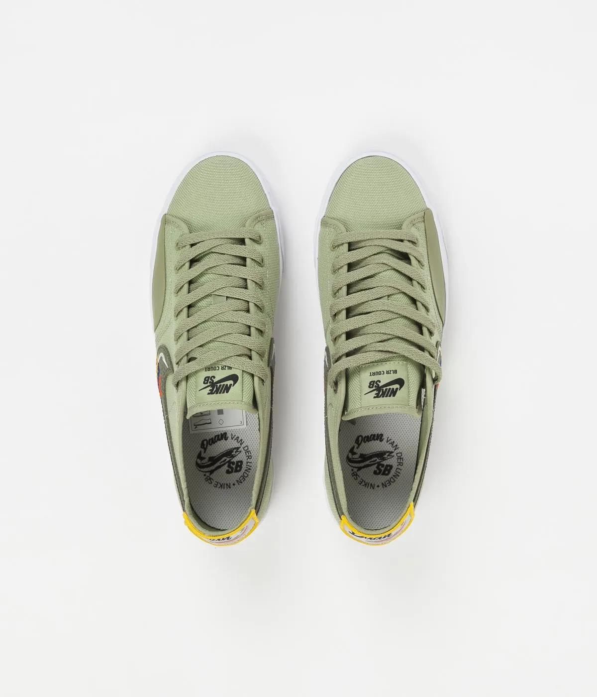 Nike SB Blazer Court DVDL Shoes - Dusty Olive / Medium Olive - Light Bone - Navy