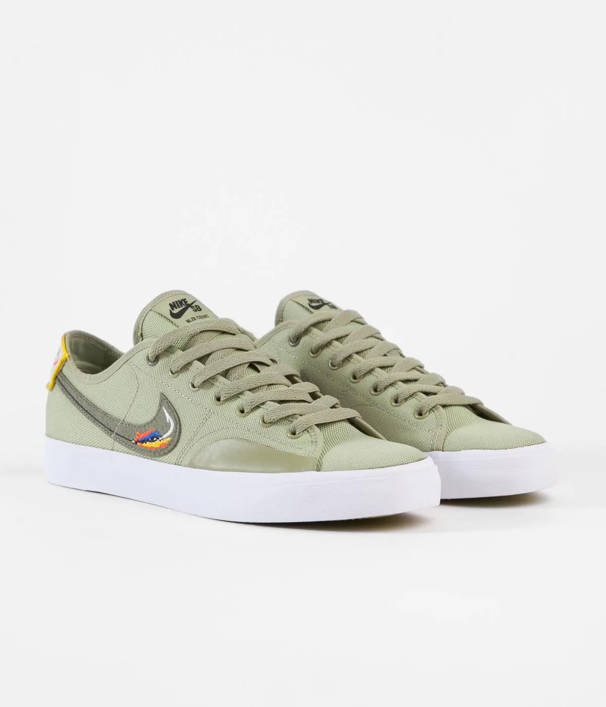 Nike SB Blazer Court DVDL Shoes - Dusty Olive / Medium Olive - Light Bone - Navy