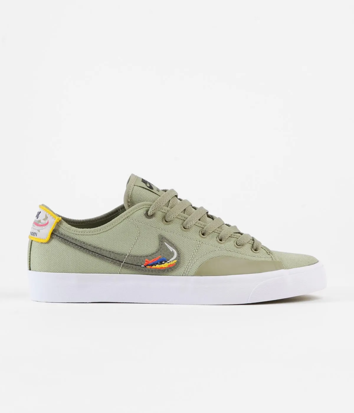 Nike SB Blazer Court DVDL Shoes - Dusty Olive / Medium Olive - Light Bone - Navy